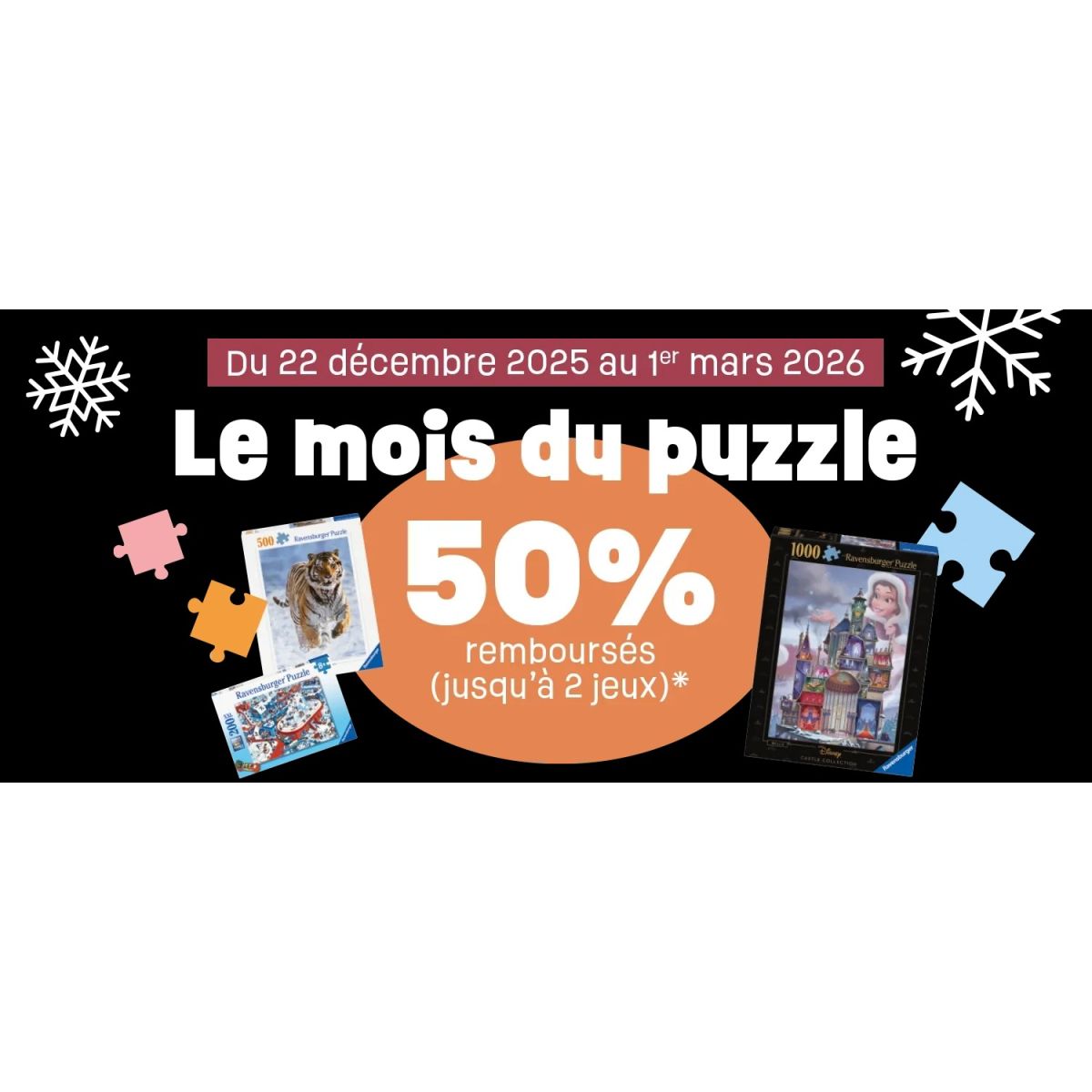 ODR Ravensburger 2026 : 50% remboursés sur puzzles et jeux éducatifs – Le mois du Puzzle