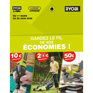 Offre Ryobi 2026 : 50€ remboursés sur la scie EMS216L - Bonne-promo