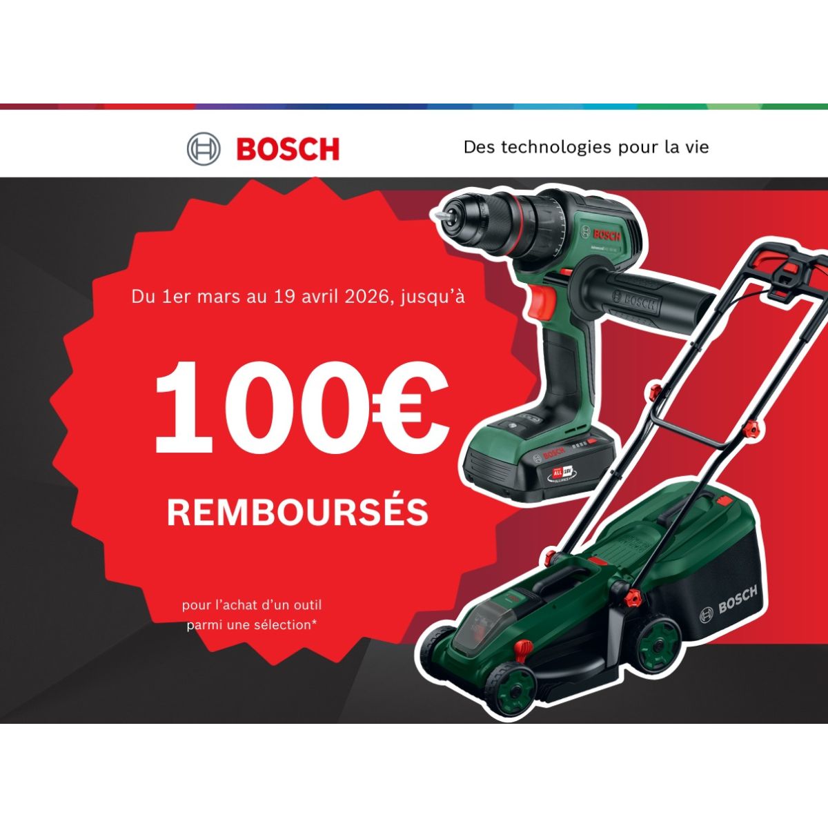 Bosch : 15€ remboursés sur outils éligibles – Offre limitée jusqu’au 19/04/2026