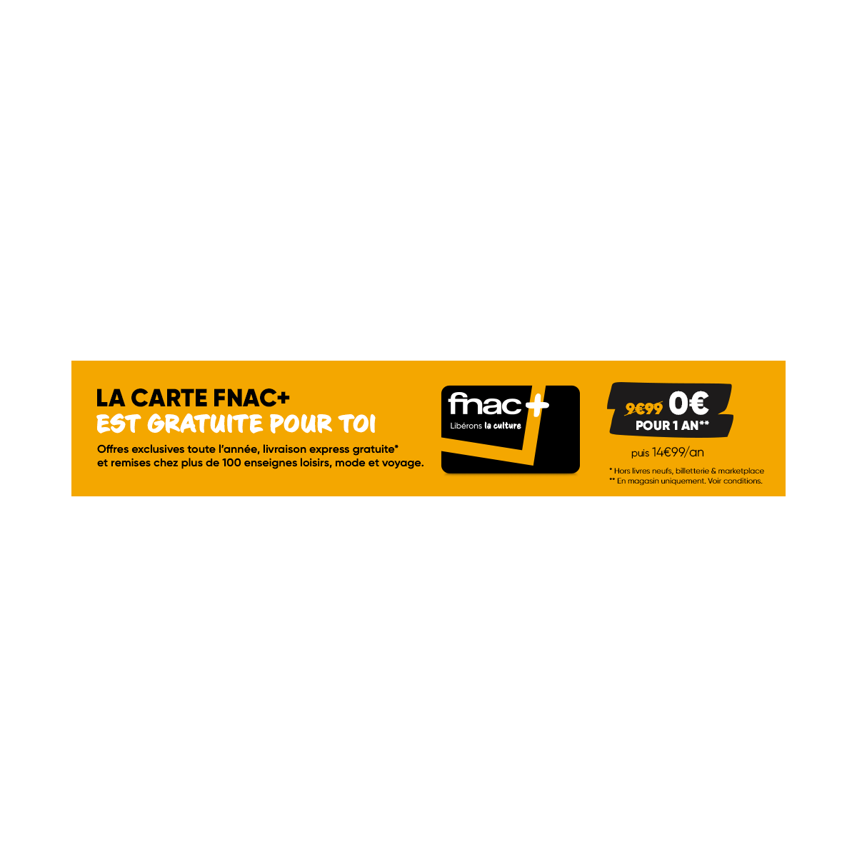 Carte Fnac+ gratuite pour les 18-20 ans avec le Pass Culture chez Fnac
