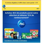 Amazon : 10€ remboursés sur P&G, couches, lessives et soins, dès 40€ d’achat