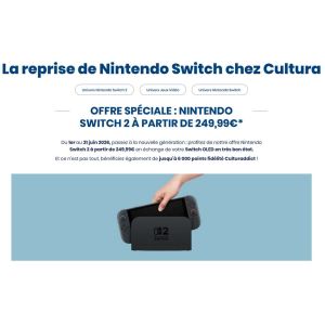 Nintendo Switch 2 à 249,99 € en échange de votre Switch OLED chez Cultura