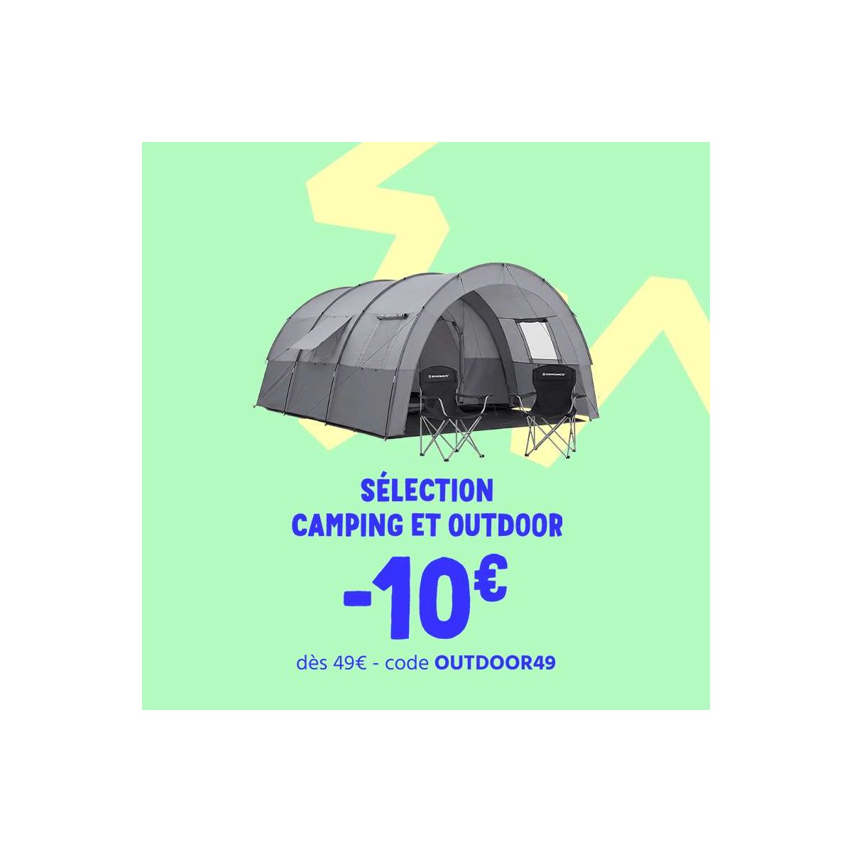 10€ de réduction dès 49€ d’achat sur une sélection Camping et Outdoor chez Cdiscount