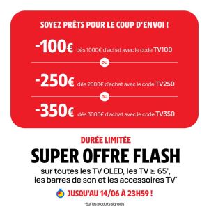 Jusqu’à 350€ de réduction sur les téléviseurs OLED et grands écrans chez Darty