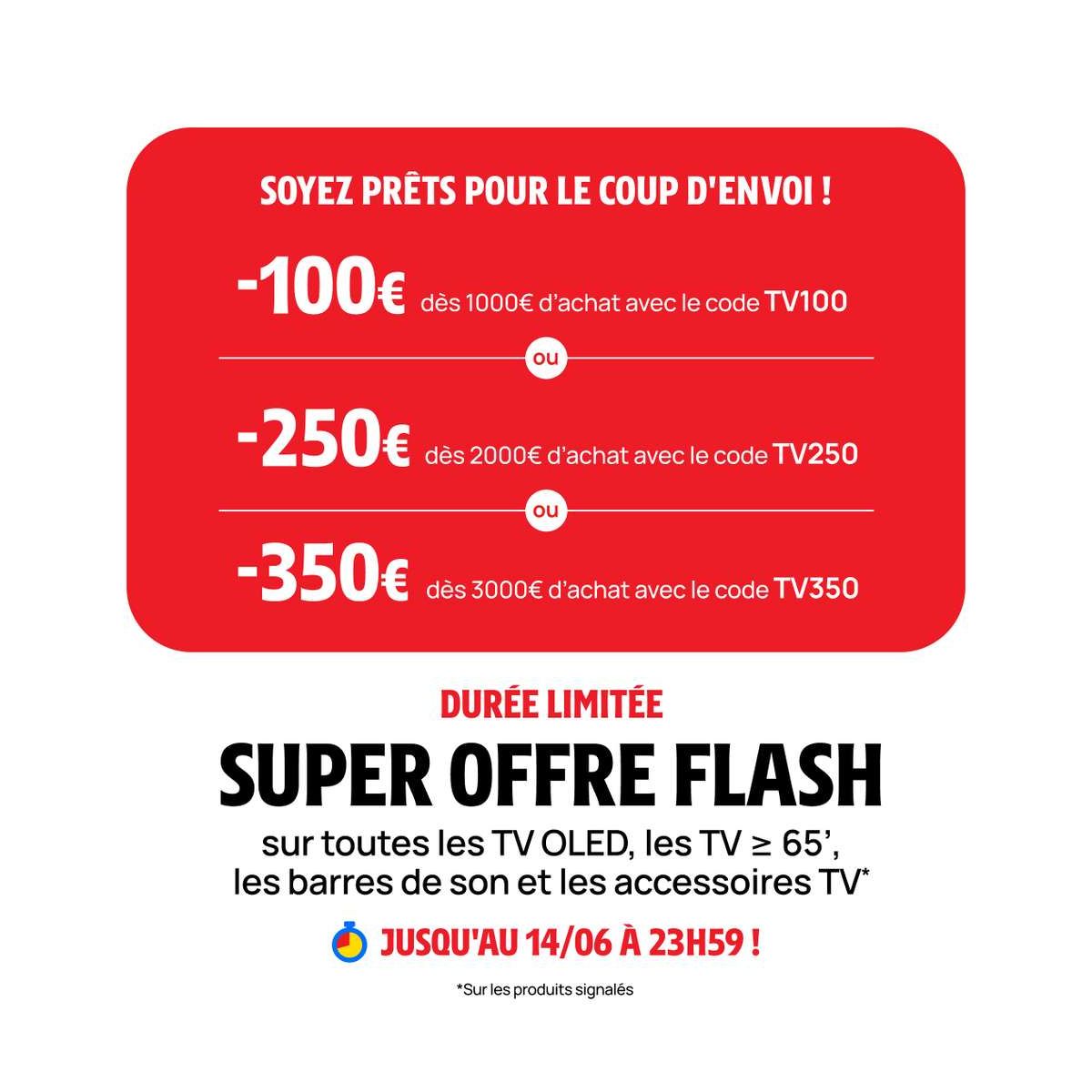 Jusqu’à 350€ de réduction sur les téléviseurs OLED et grands écrans chez Darty