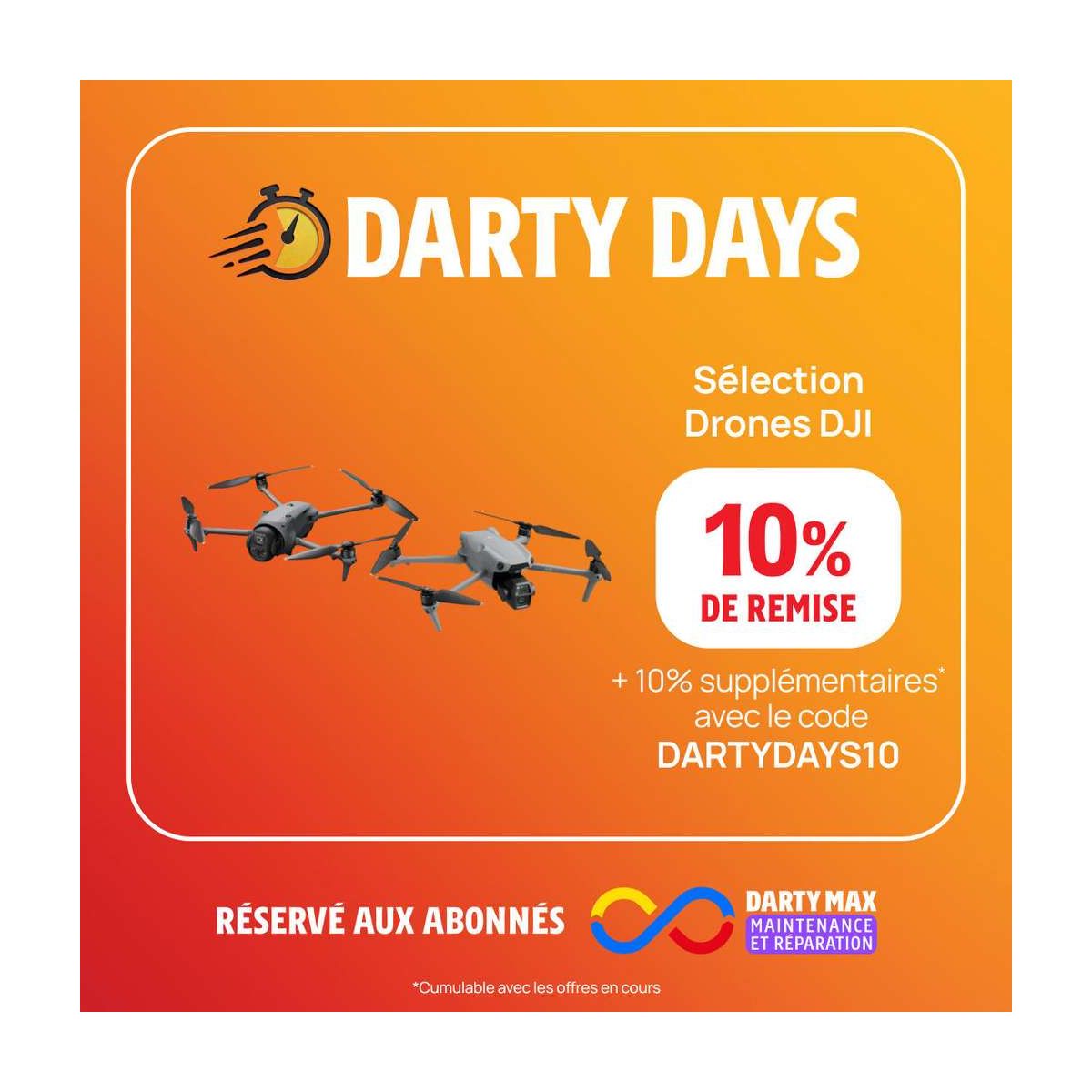 10% de réduction immédiate sur une sélection de drones DJI pour les adhérents Darty Max et Fnac
