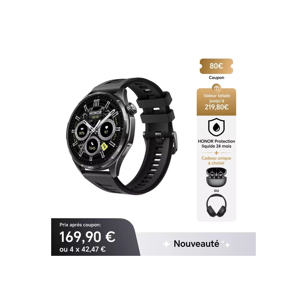 La HONOR Watch 6 à prix réduit avec des écouteurs et une protection en bonus