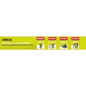 Ryobi offre un cadeau selon le montant de votre panier : ventilateur, lampe ou coffret d’accessoires